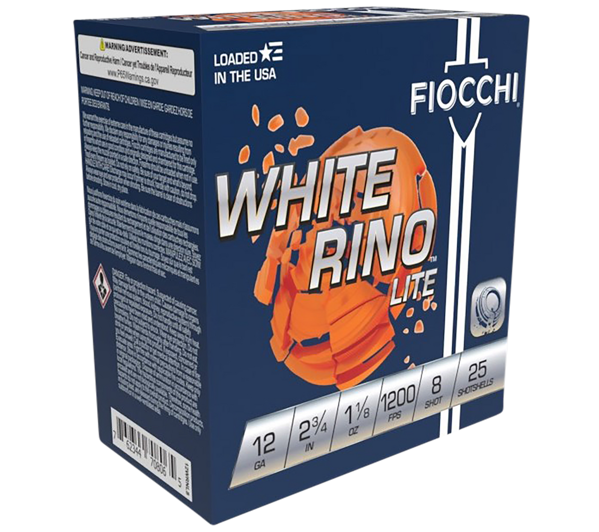 Fiocchi 12WRNL8 Exacta Target White Rino Lite 12 Gauge 2.75" 1 1/8 oz 8 Shot 25 Bx/10 Cs - Box or Case