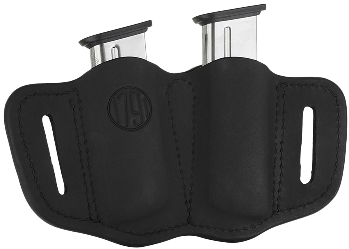 1791 Gunleather MAG2.1 Double Mag Holster Single Stack Belt Slide 1.50" Stealth Black Leather