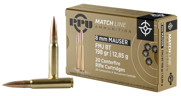PPU PPM8 Match 8mm Mauser 200gr Full Metal Jacket Boat Tail 20rd Box/200rd Case - Box or Case