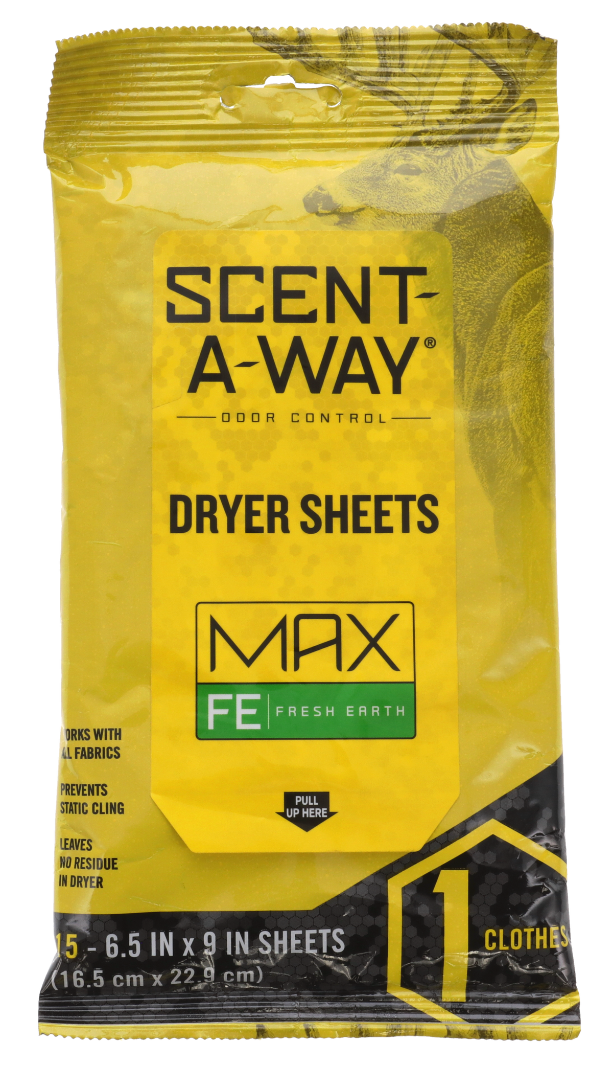 Scent-A-Way Max Dryer Sheets Odor Eliminator Earth - 15 Per Pkg