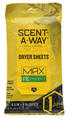 Scent-A-Way Max Dryer Sheets Odor Eliminator Earth - 15 Per Pkg