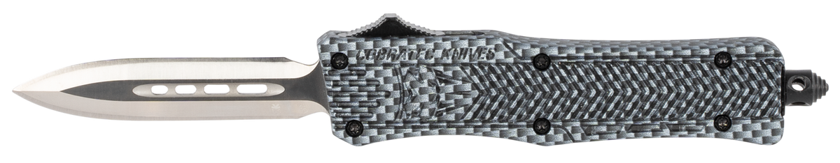 CobraTec CTK-1 Small 2.75" OTF Dagger Plain D2 Steel Carbon Fiber Aluminum Handle