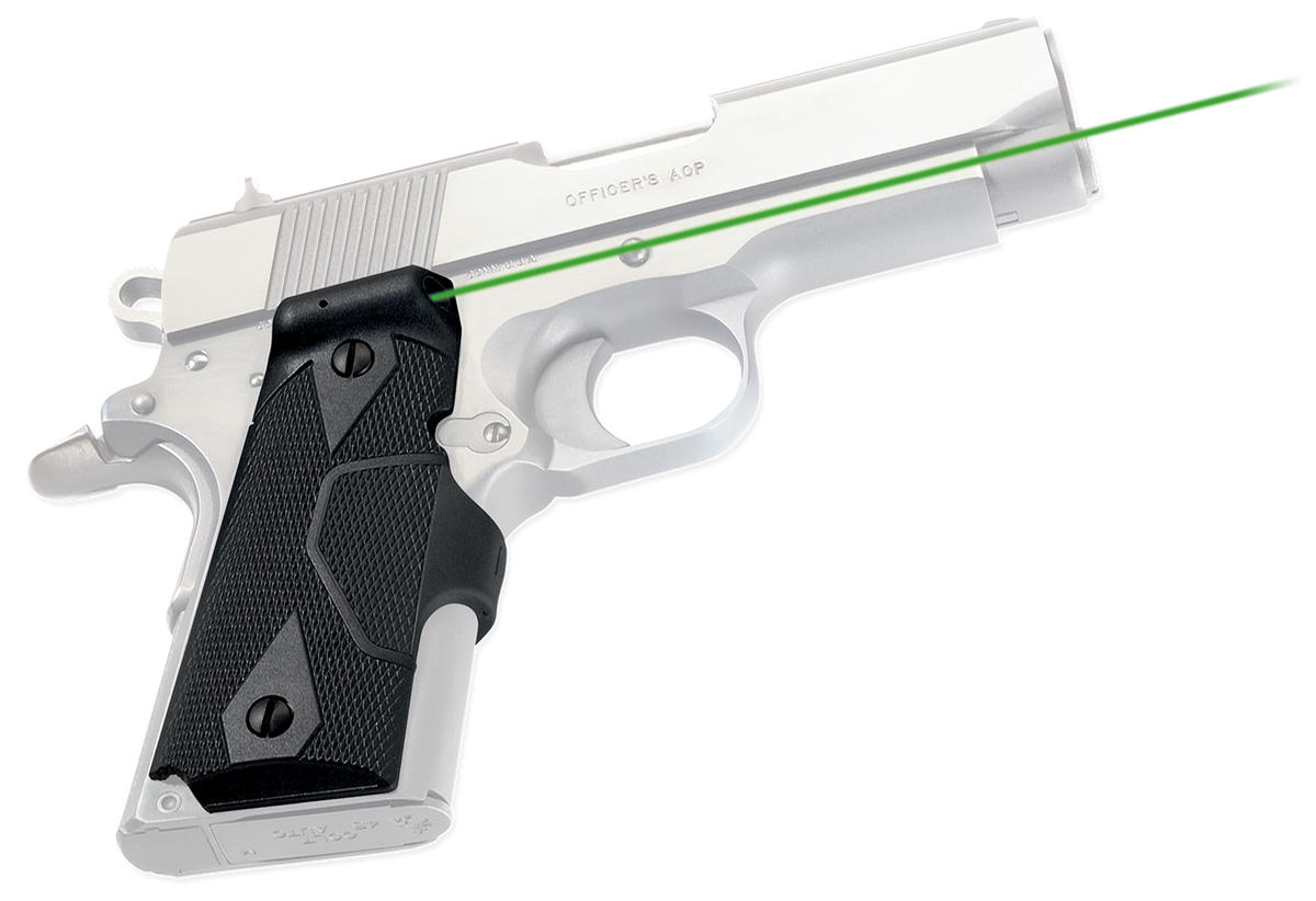 Crimson Trace LG-404G Lasergrips 1911 Compact Green Laser Sight w/ Front Activation - Black Polymer