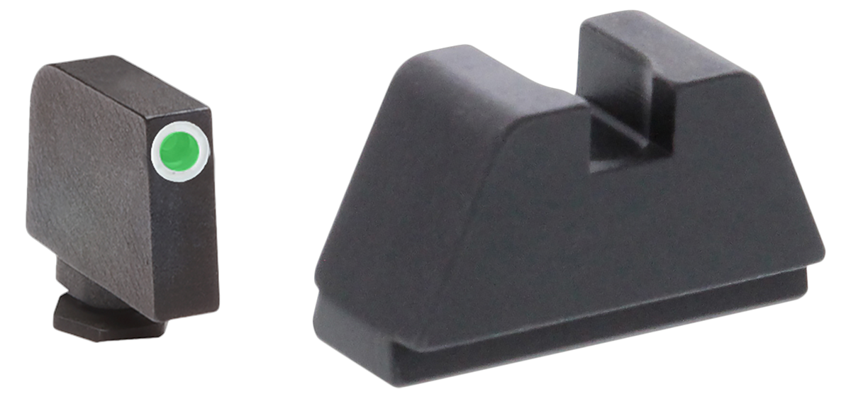 AmeriGlo GL481 Optic Compatible Sight Set for Glock 17-39 2XL Tall - Green Tritium White Outline Front / Black Rear
