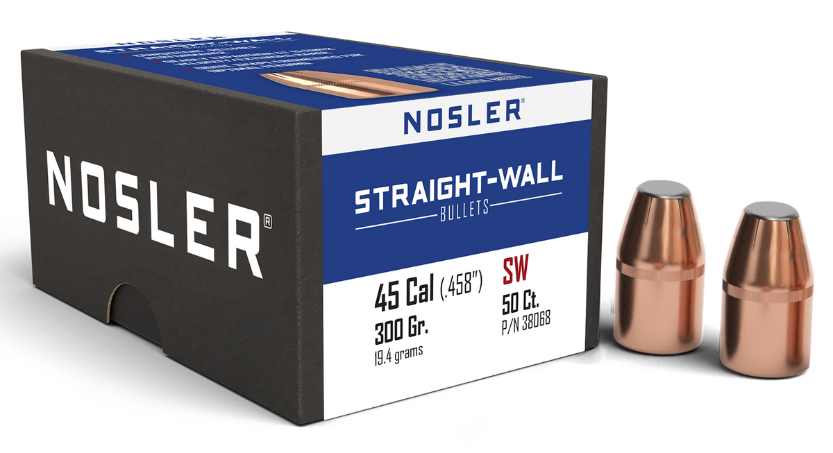 Nosler Straight Wall 45 Cal 300gr Power Point Reloading Bullets - 50/Box