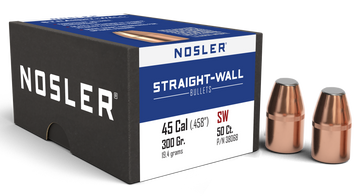 Nosler Straight Wall 45 Cal 300gr Power Point Reloading Bullets - 50/Box