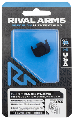 Rival Arms RA43G001A Slide Back Cover Plate Double Stack Black Anodized Aluminum for Glock 17/19 Gen3-4
