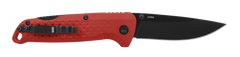 S.O.G Adventurer LB 3.5" Folding Drop Point Plain 5Cr15MoV Black TiNi Blade - Red/Black GRN Handle
