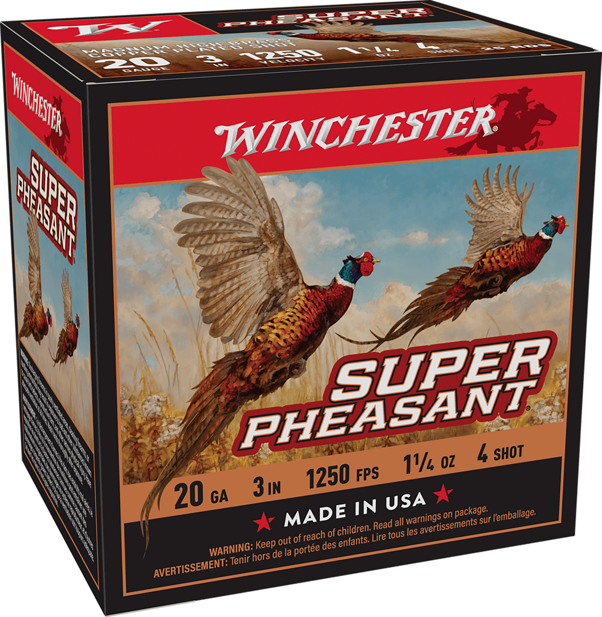 Winchester Ammo Super Pheasant Magnum High Brass 20 Gauge 3" 1-1/4 oz #4 Shot 25 Rd - Box or Case