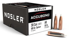 Nosler AccuBond 30 Cal .308 180gr Spitzer Point Reloading Bullets - 50/Box