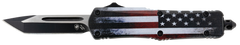 Templar Knife SUS231 Gen II US Flag Small 2.69" OTF Tanto Plain Black Oxide Stonewashed 440C SS Blade 4.31" US Flag Aluminum Handle - Glass Breaker