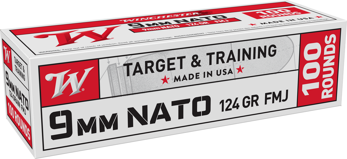 Winchester Ammo 9mm NATO 124gr Full Metal Jacket 100 Rd - Box or Case