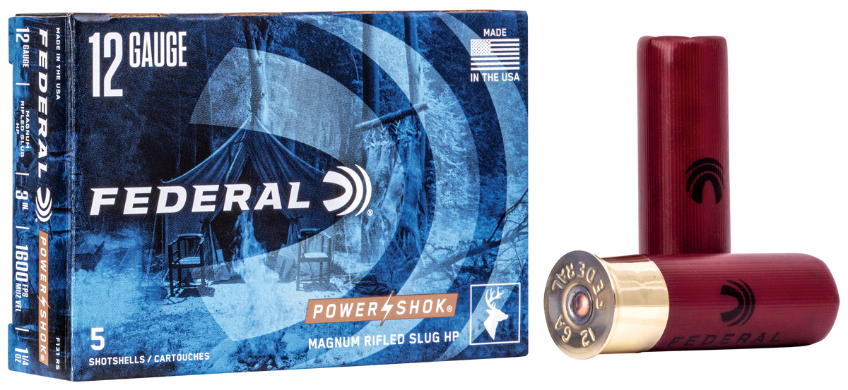 Federal F131RS Power-Shok Shotshell 12Gauge 3" 1 1/4oz RifledSlug Shot 5 Per Box/50 Case
