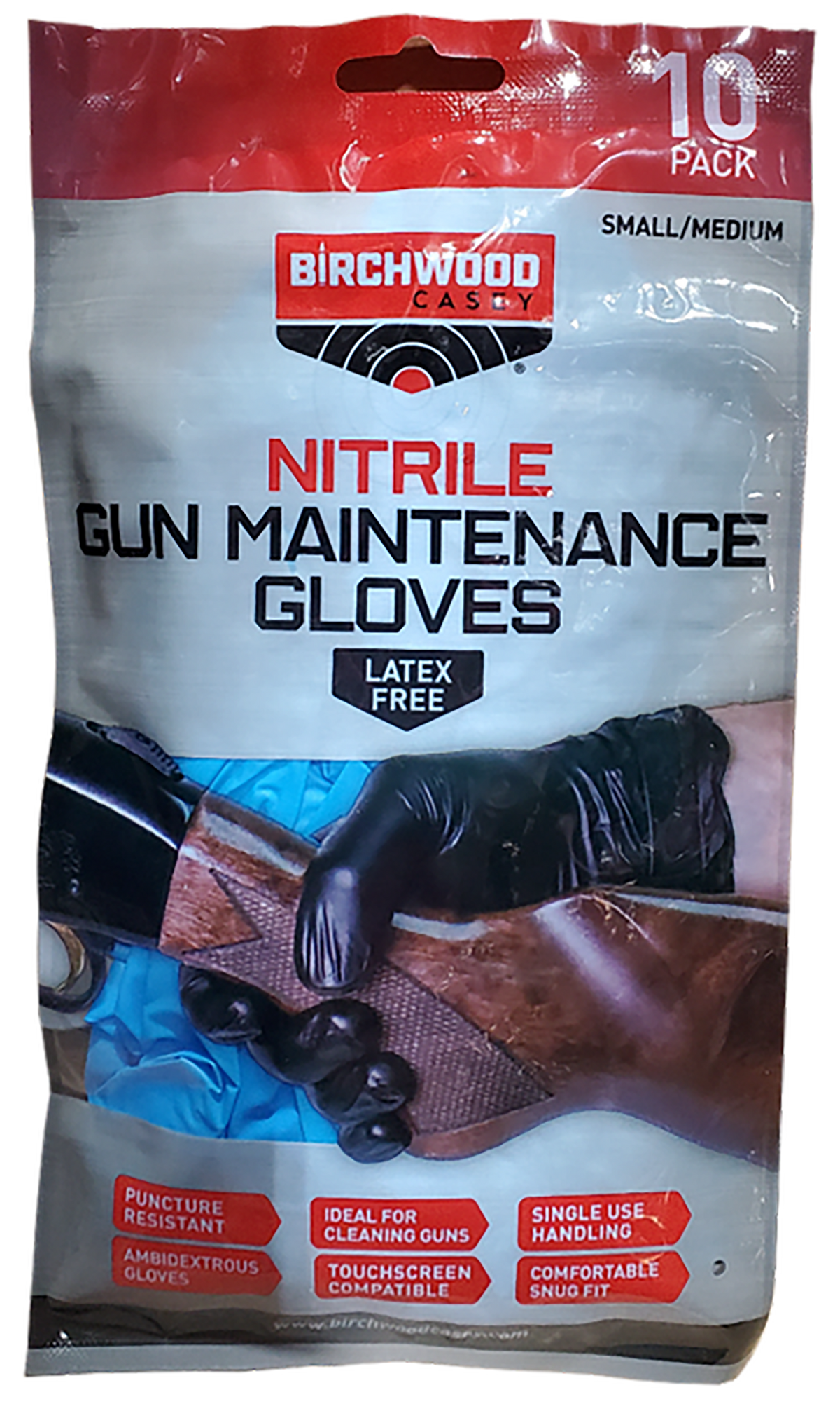 Birchwood Casey Nitrile Gun Maintenance Gloves Black Sm/Med 10 Pack