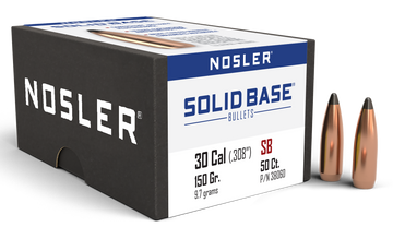 Nosler Solid Base 30 Cal .308 150gr Soft Point Reloading Bullets - 50/Box