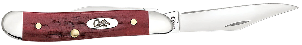 Case Peanut 2.10"/1.53" Folding Clip Point/Pen Plain Edge Tru-Sharp SS Corn Cob Jigged Old Red Bone Handle