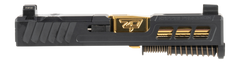 Zaffiri Precision ZPS.3 Slide - Fits Glock 43 9mm Luger - Optics-Ready RMSc - Ported Threaded Barrel Gold TiN Armor Black
