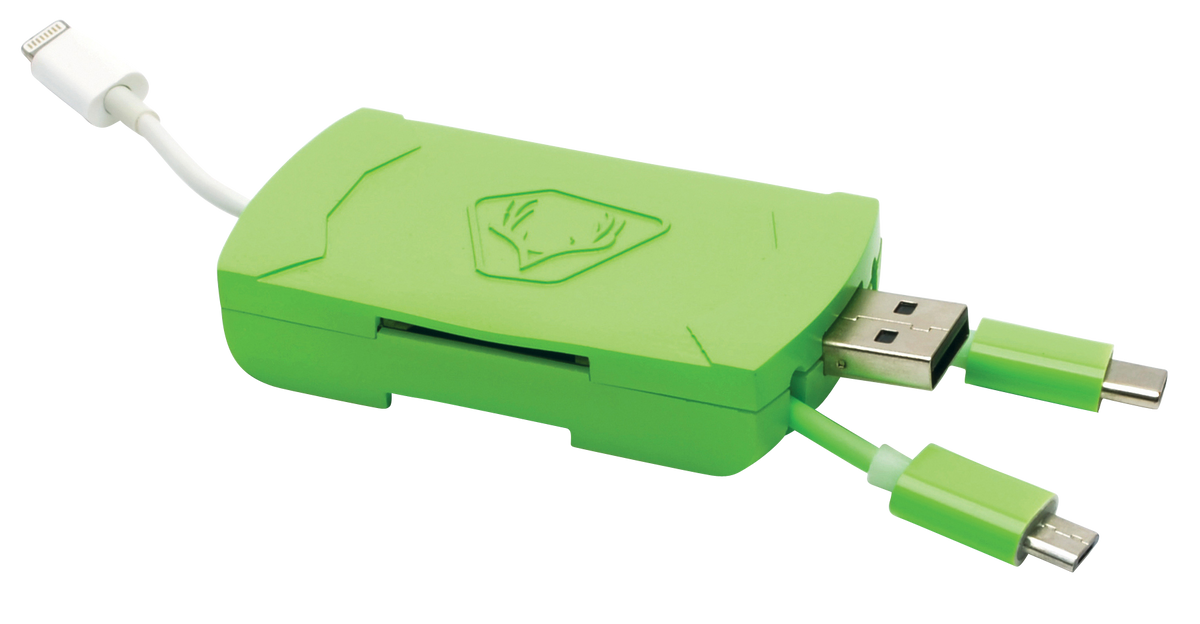 HME QMCR 4-in-1 SD Card Reader Green for Android/iOS