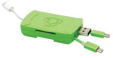 HME QMCR 4-in-1 SD Card Reader Green for Android/iOS