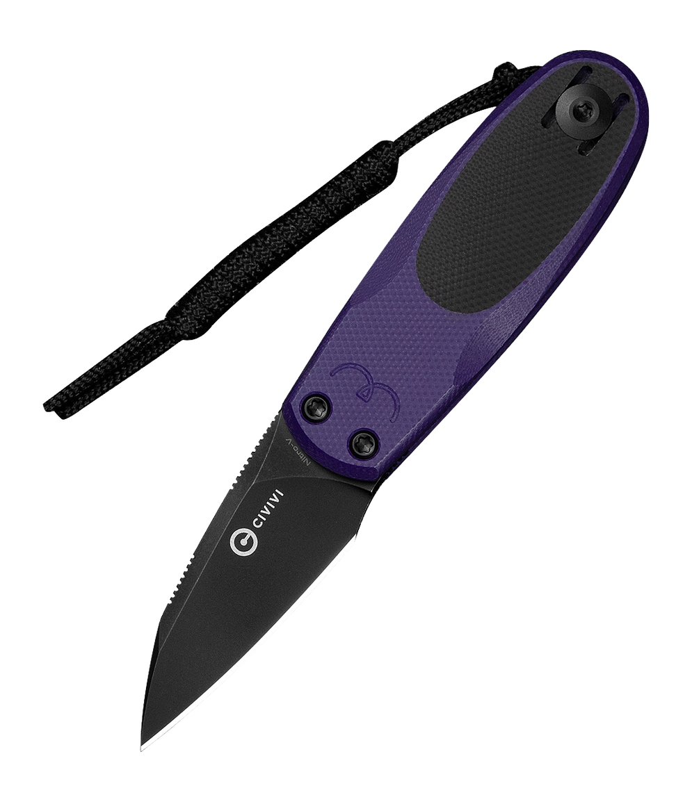 Civivi Knives Purr 1.83" Folding Slip Joint Plain Nitro-V Blade - Purple/Black G10 Handle
