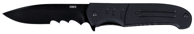 Columbia River CRKT 6885 Ignitor 3.48" Folding Drop Point Part Serrated Black Oxide 8Cr13MoV Black G10 Handle