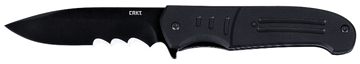 Columbia River CRKT 6885 Ignitor 3.48" Folding Drop Point Part Serrated Black Oxide 8Cr13MoV Black G10 Handle