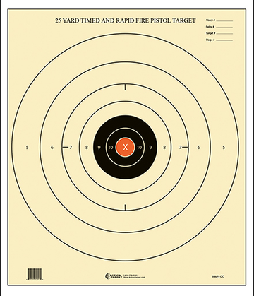 Action Target B-8 NRA Time & Rapid Fire Bullseye Paper Target 25 yds 21" x 24" Black/White 100/Box