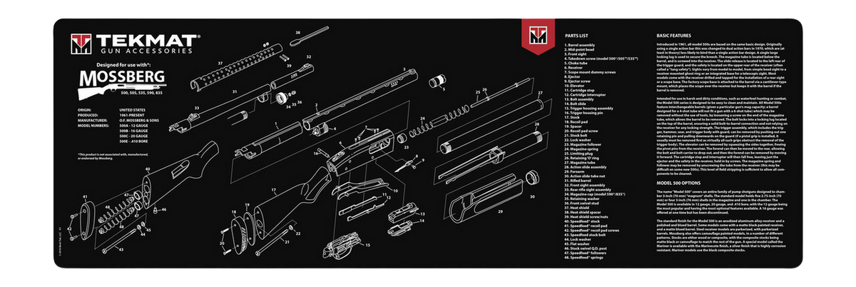 TekMat Mossberg Shotgun Cleaning Mat 36x12" Black Non-Slip