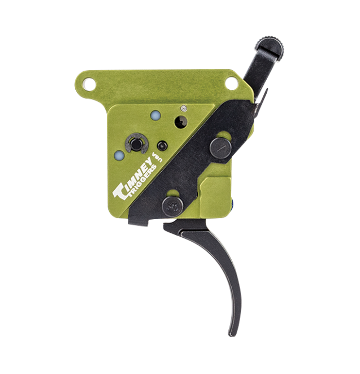Timney Triggers 510V2THIN Elite Hunter 3 lb Thin Curved Drop-In Trigger for Remington 700 Right - Black/Green
