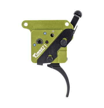Timney Triggers 510V2THIN Elite Hunter 3 lb Thin Curved Drop-In Trigger for Remington 700 Right - Black/Green