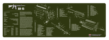 TekMat TEKR36AR15OD Original Cleaning Mat AR-15 Parts Diagram 12" x 36" OD Green