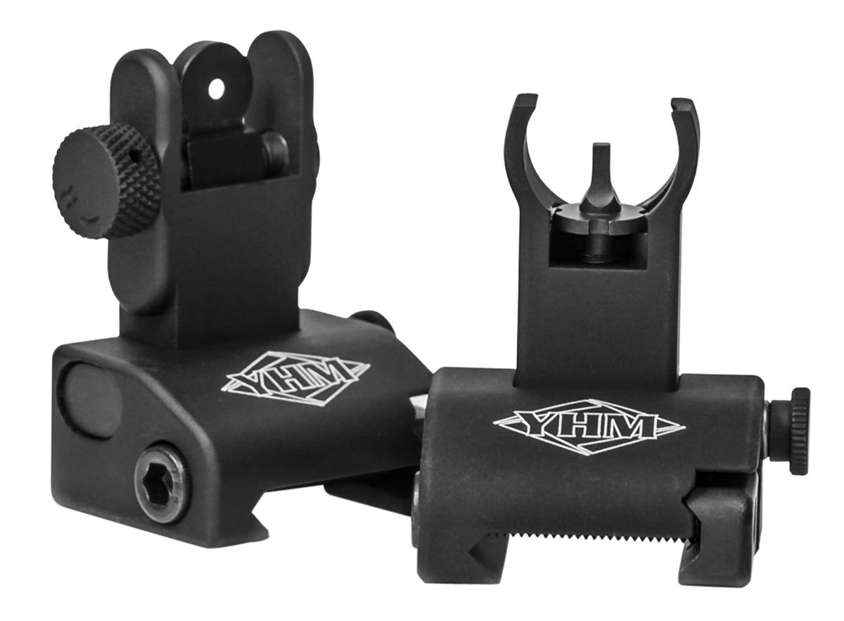 Yankee Hill 5040H Q.D.S. Sight Set AR-15 Black Hardcoat Anodized Folding Flip-Up - Hooded Stem