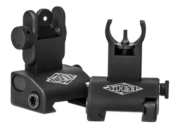 Yankee Hill 5040H Q.D.S. Sight Set AR-15 Black Hardcoat Anodized Folding Flip-Up - Hooded Stem