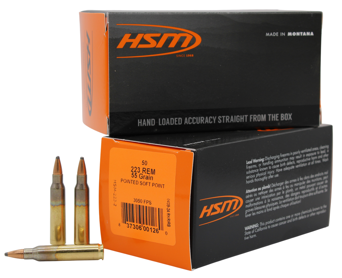 HSM Varmint 223 Rem 55gr Soft Point 50 Rd - Box or Case