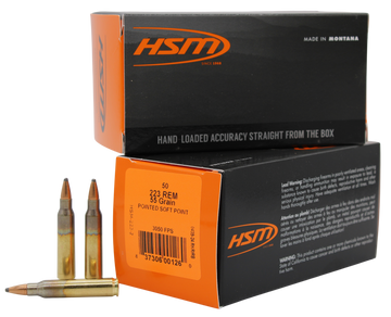 HSM Varmint 223 Rem 55gr Soft Point 50 Rd - Box or Case
