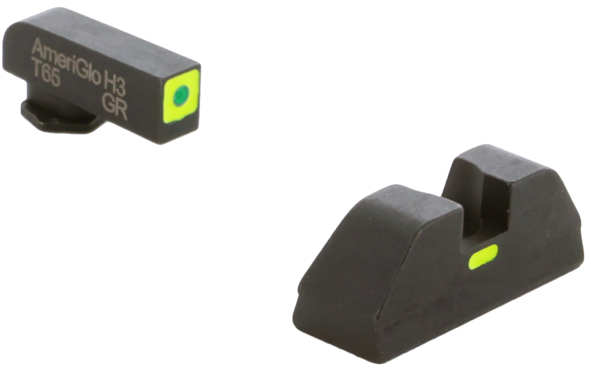 Ameriglo GL605 CAP Sight Set for Glock 42/43/43X/48 - Green Tritium LumiGreen Outline Front / LumiGreen Bar Rear