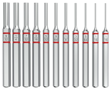 Real Avid Accu-Punch Standard Pin Punch Set 11-Piece Silver Steel Universal Firearm