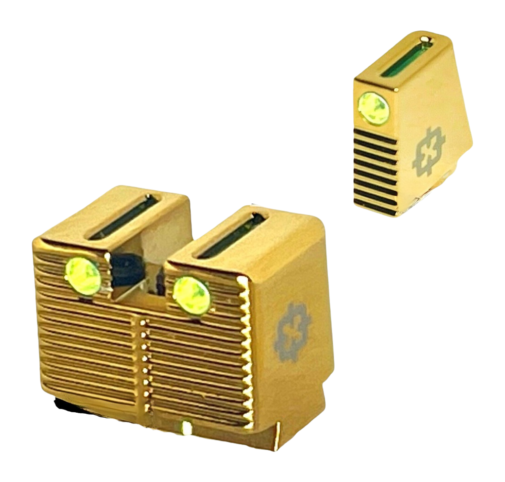 Cross Armory 3-Point Fiber Optic Tall Glock Pistol Sights - Gold