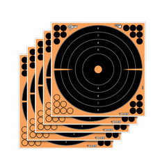 EZ-Aim 15317 Splash Reactive Self-Adhesive Paper 12" Bullseye Target 5 Pack - Black/Orange