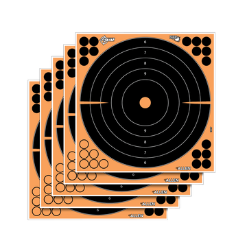 EZ-Aim 15317 Splash Reactive Self-Adhesive Paper 12" Bullseye Target 5 Pack - Black/Orange