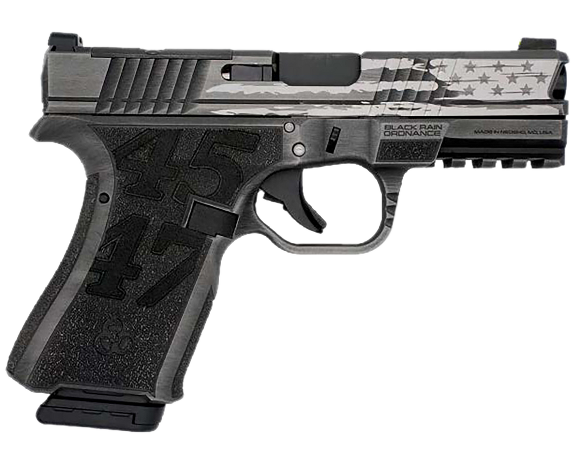 Black Rain Ordnance Frontline Trump Custom 9mm 4" 15rd Semi-Auto Pistol - Gun Metal Grey Battleworn
