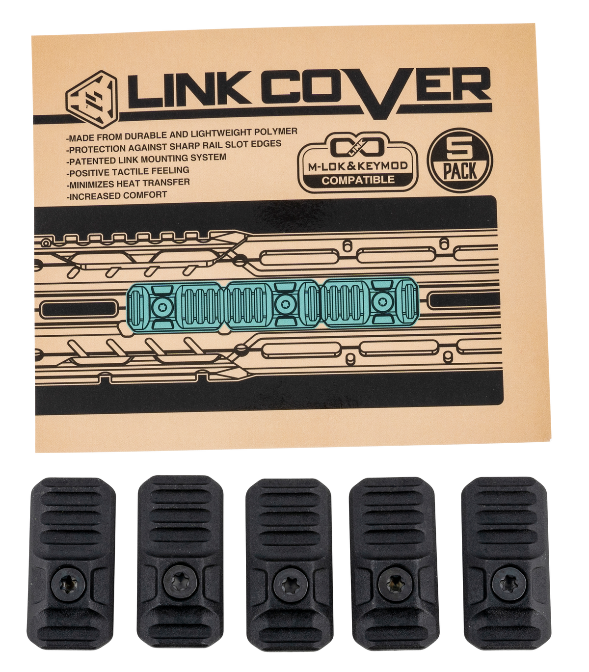 Strike Industries LINKCOVER M-LOK/KeyMod Rail Cover Polymer Black 5-Pack