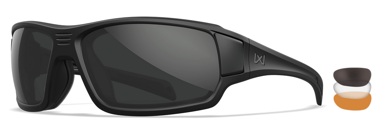 Wiley X Breach 2.5 Smoke Gray/Clear/Light Rust Lenses Matte Black Frame Safety Glasses