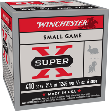Winchester Ammo Super X Heavy Game Load 410 Bore 2.5" 1/2 oz #6 Shot 25 Rd - Box or Case