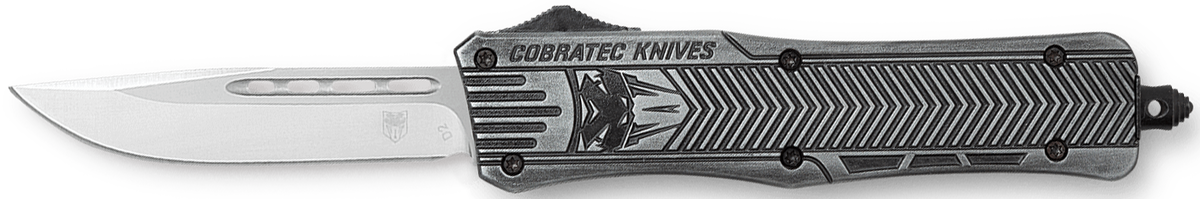 CobraTec Knives CTK-1 American Flag Medium 3" Drop Point Plain Stonewashed D2 Steel Black Aluminum Handle OTF