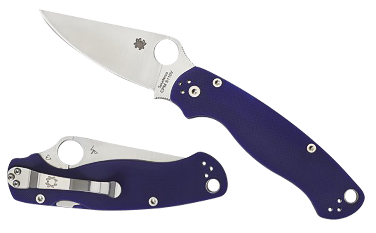 Spyderco Para Military 2 3.42" CPM S110V Satin Plain Edge Dark Blue G10 Folding Knife
