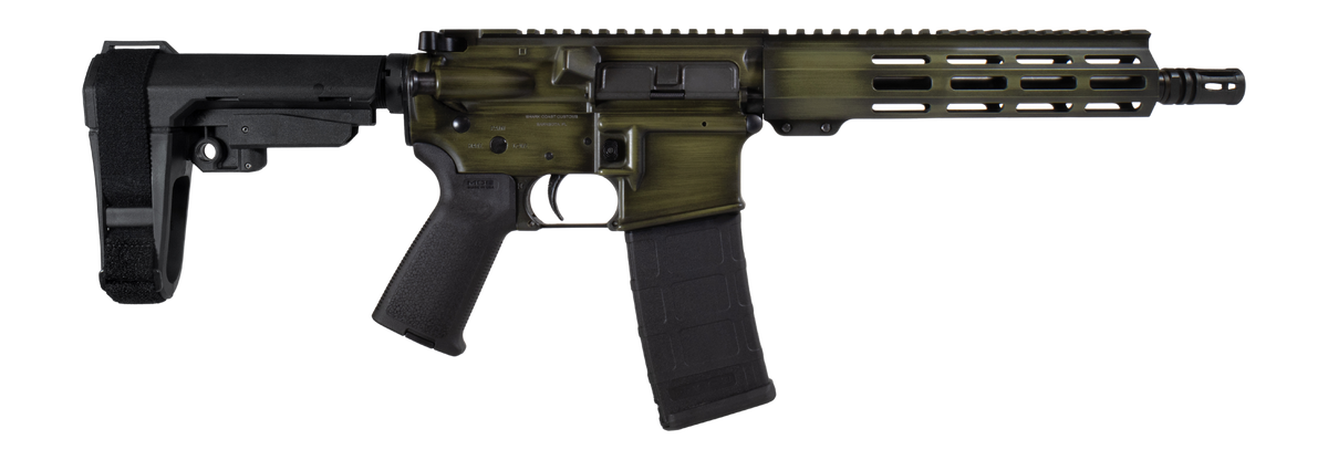 Shark Coast Tactical Distressed 5.56 NATO 10.5" 30+1 Semi-Auto AR Pistol - Green Distressed