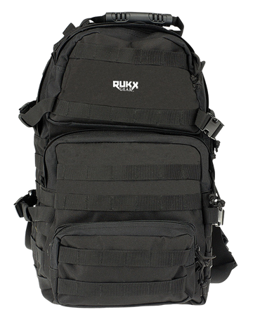 RUKX Gear Tactical 3 Day Backpack Black 600D Polyester - 25L