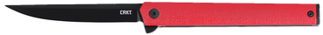 Columbia River CRKT 7097RK CEO Flipper 3.35" Folding Plain EDP AUS-8A SS Blade Red GRN Handle