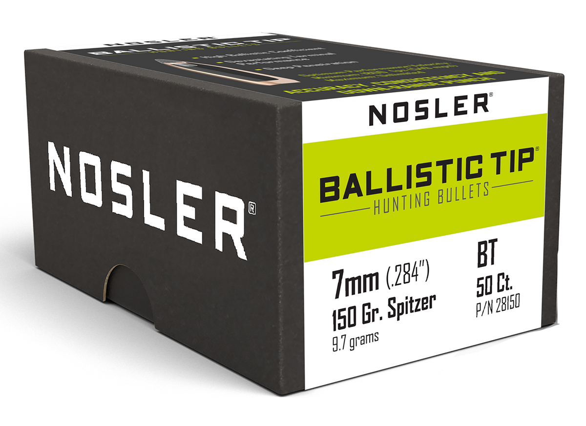 Nosler Ballistic Tip Hunting 7mm .284 150gr Spitzer Reloading Bullets - 50/Box
